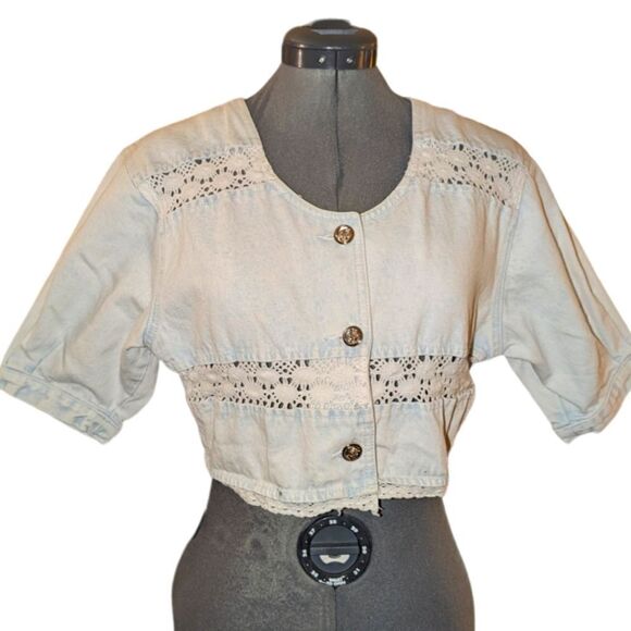 Vintage‎ L.A. Blues light wash denim and crochet top - Picture 1 of 7